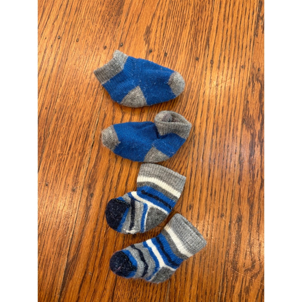 Smartwool Baby Socks 2 Pair Lot Merino Wool Blue Striped 0-3 Months